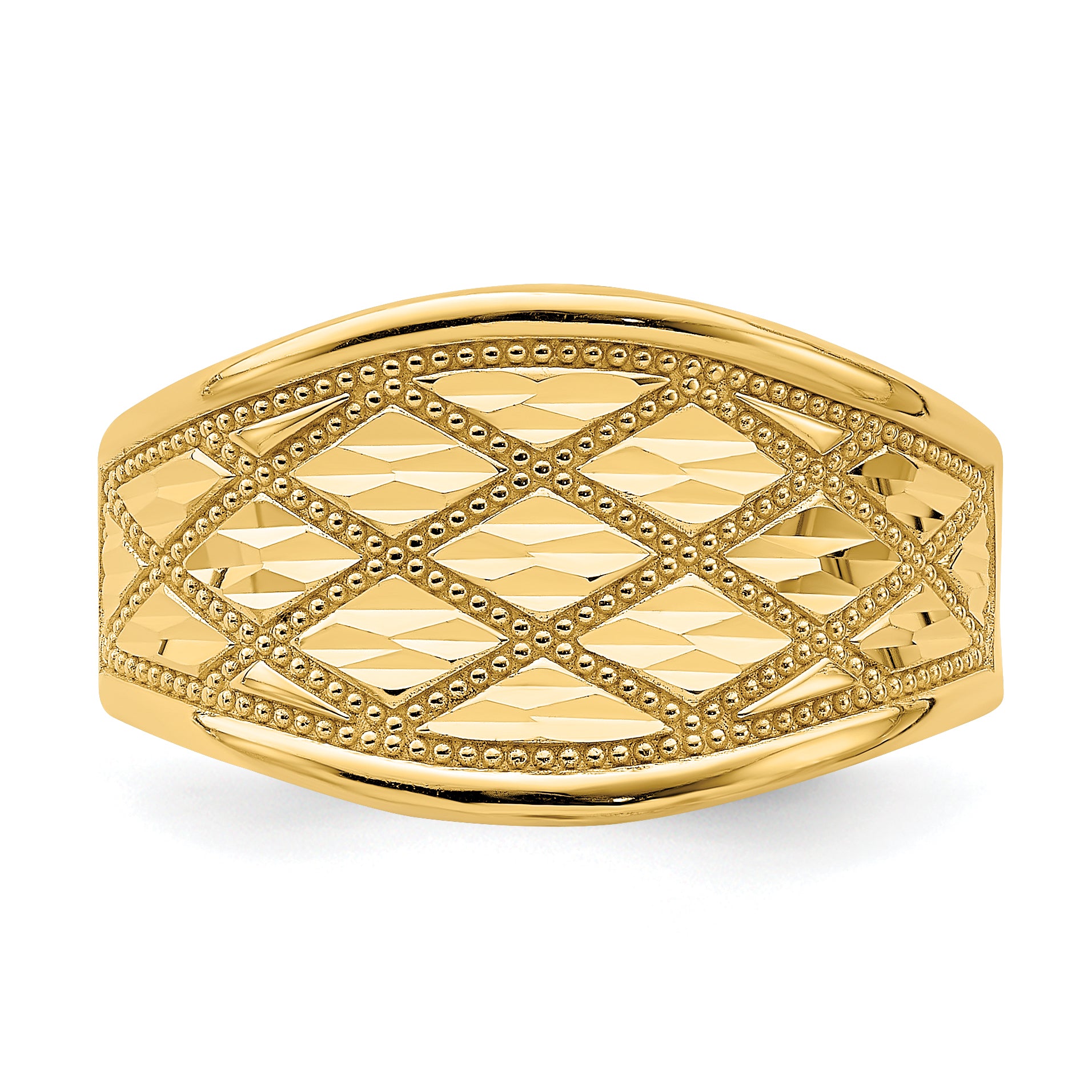 14K Diamond-Cut Quilted Pattern Ring