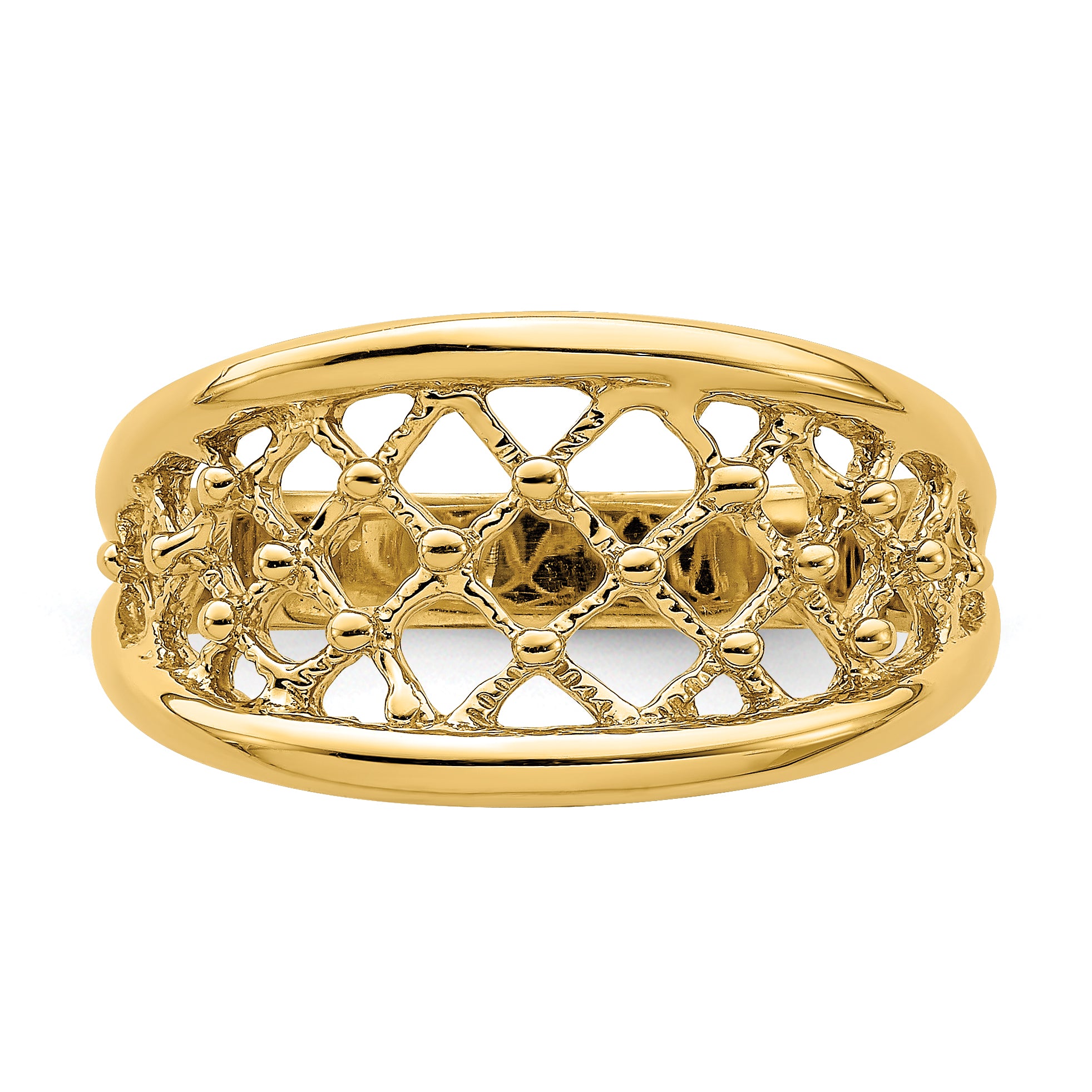 14K Mesh Ring Tapered Band Ring