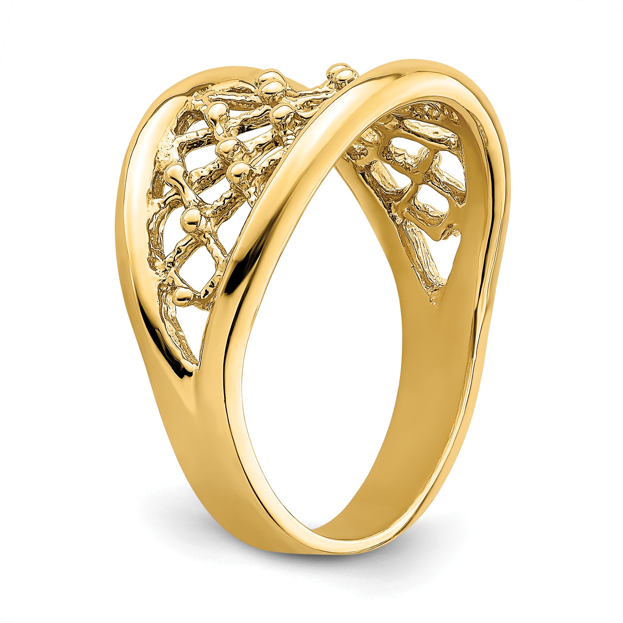 14K Mesh Ring Tapered Band Ring