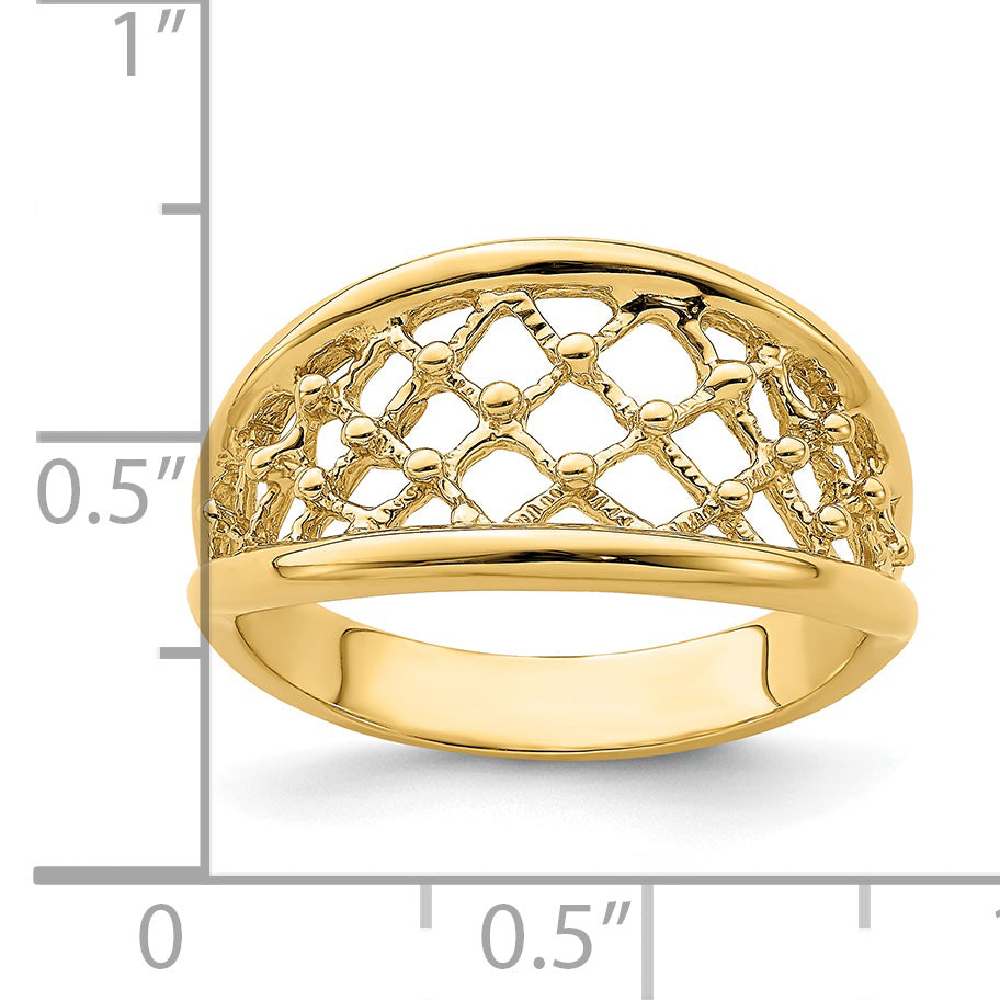 14K Mesh Ring Tapered Band Ring