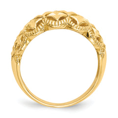 14K Diamond-cut Scalloped Edge Pattern Dome Ring