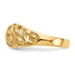 14K Paisley Diamond-cut Design Dome Ring