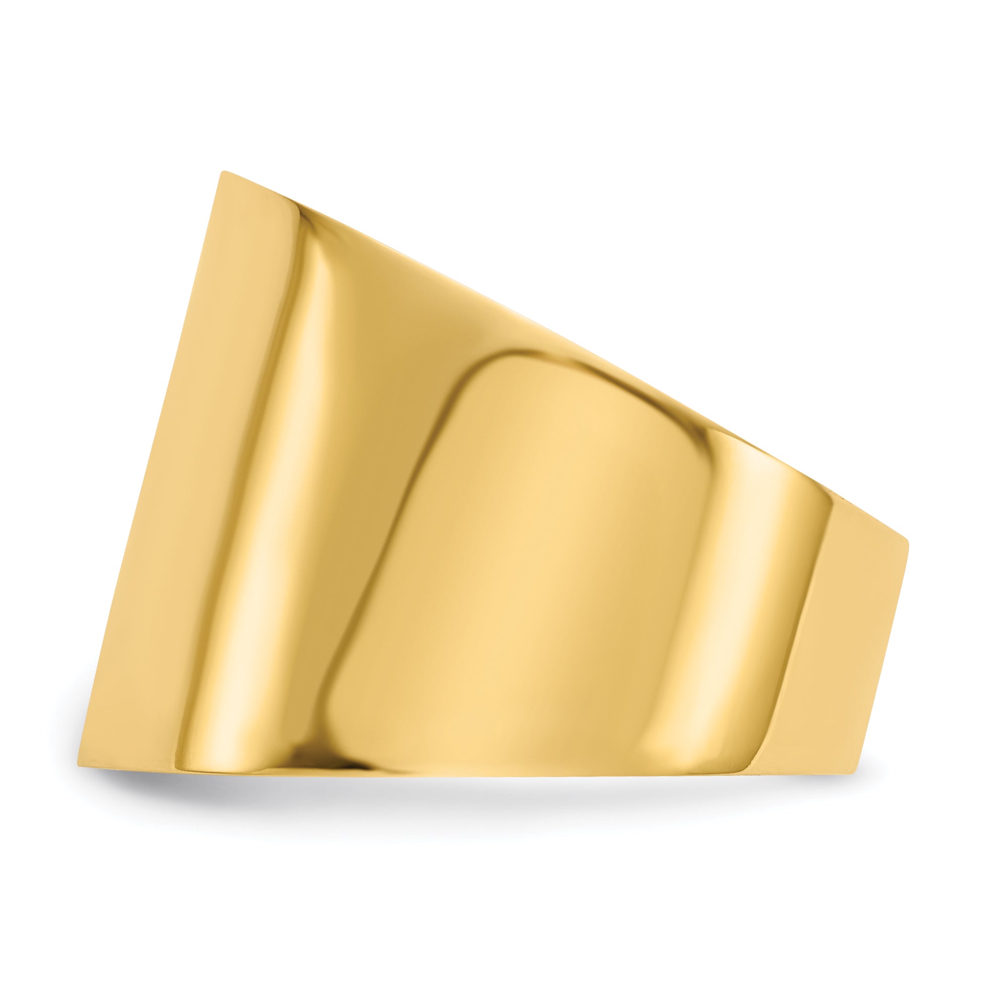 14K 15mm Flat-top Tapered Cigar Band Ring