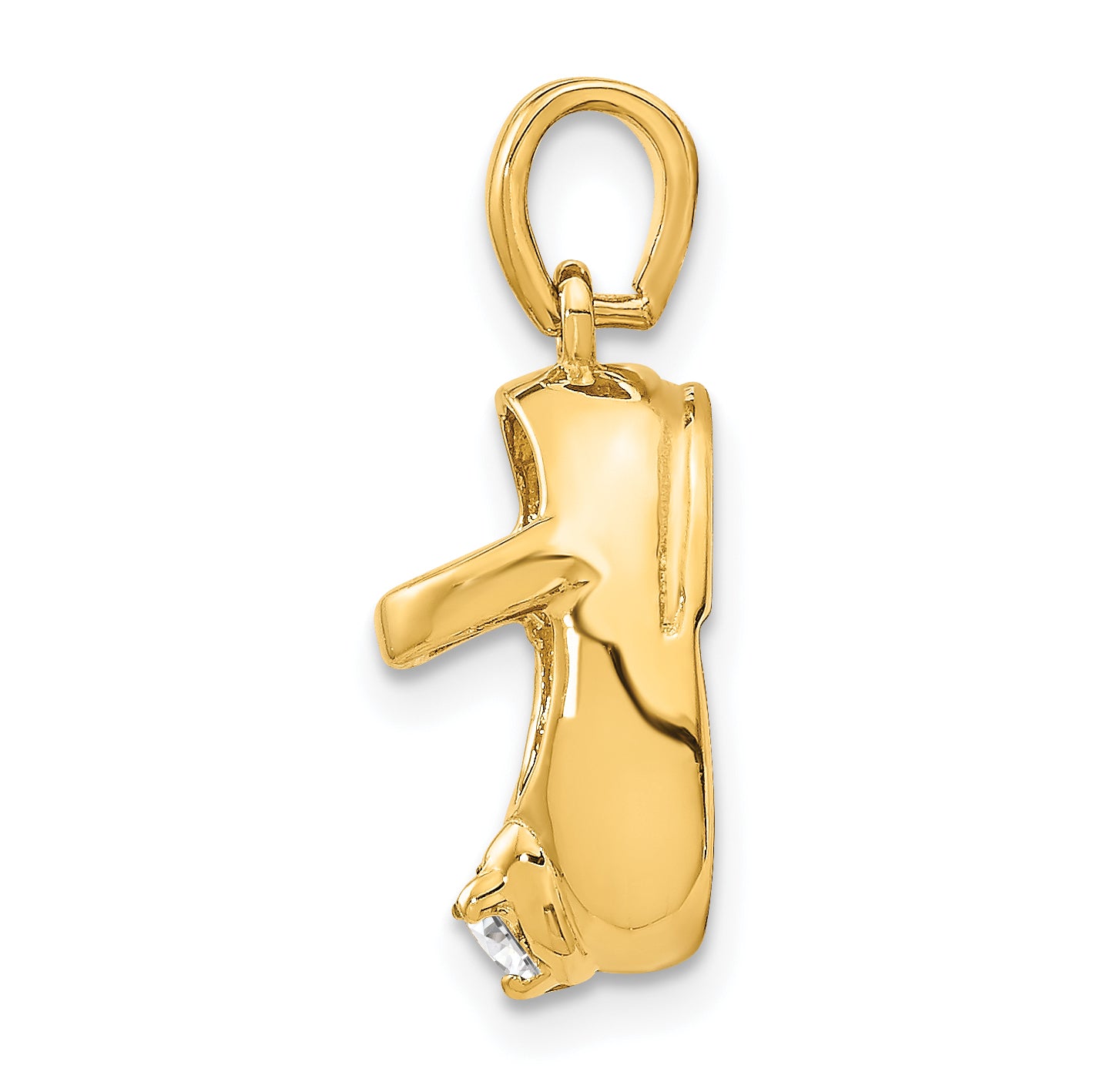 14k 3-D April/Synthetic Stone Engraveable Baby Shoe Charm