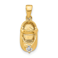 14k 3-D April/Synthetic Stone Engraveable Baby Shoe Charm