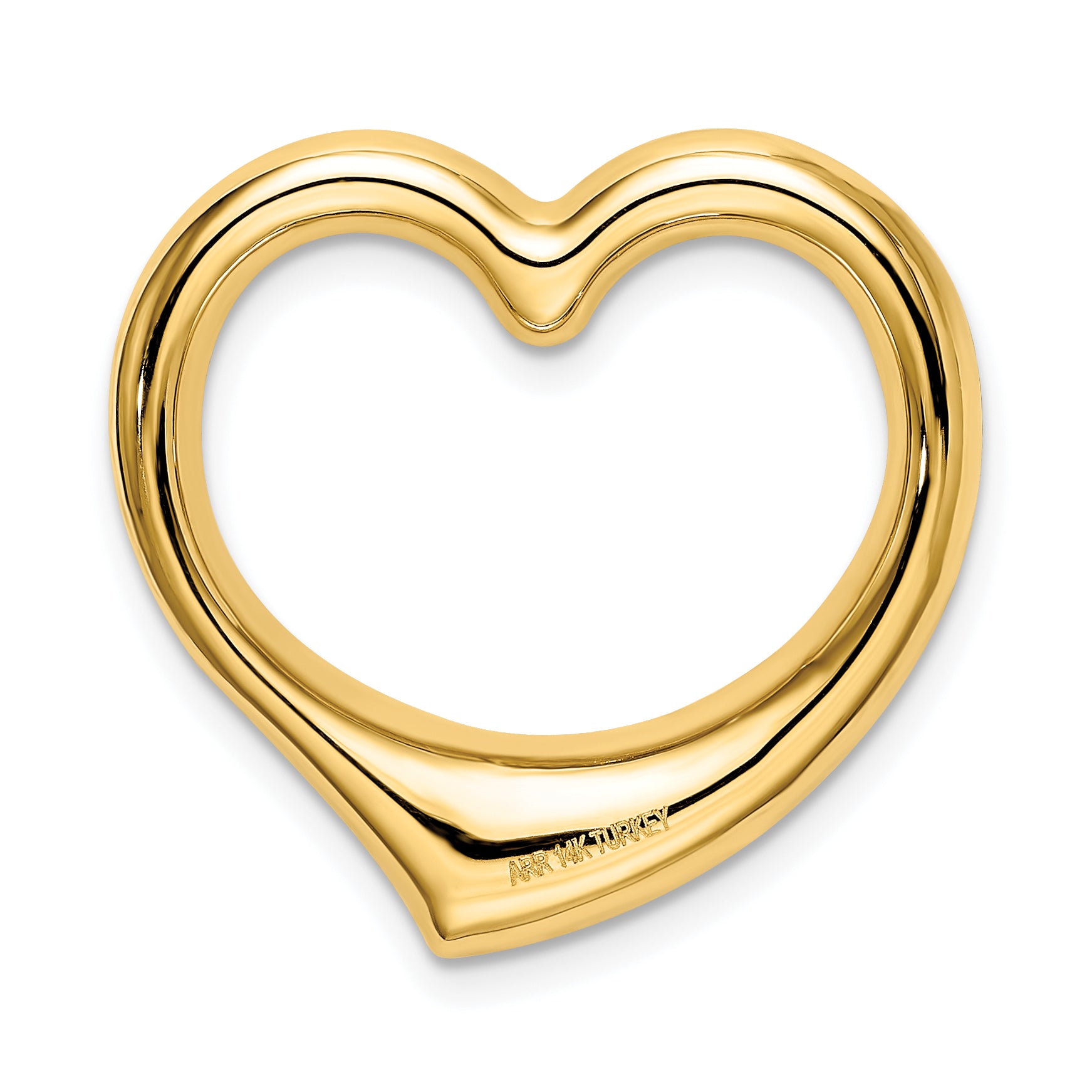 14K Gold Polished Heart Chain Slide Pendant with 3D Design