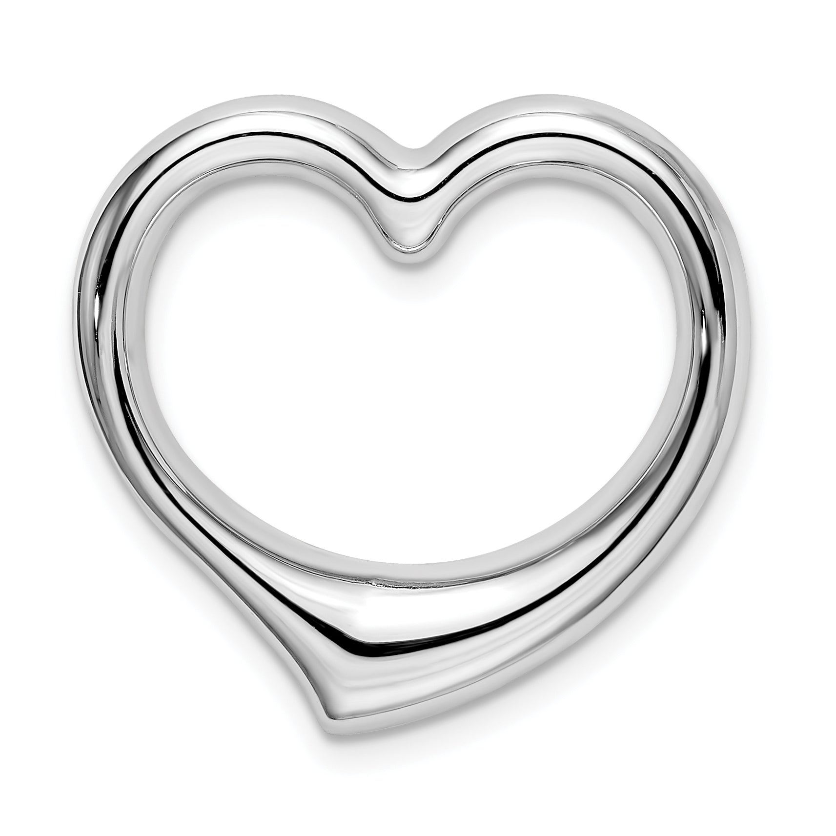 14k White Gold Heart Hollow Pendant Slide