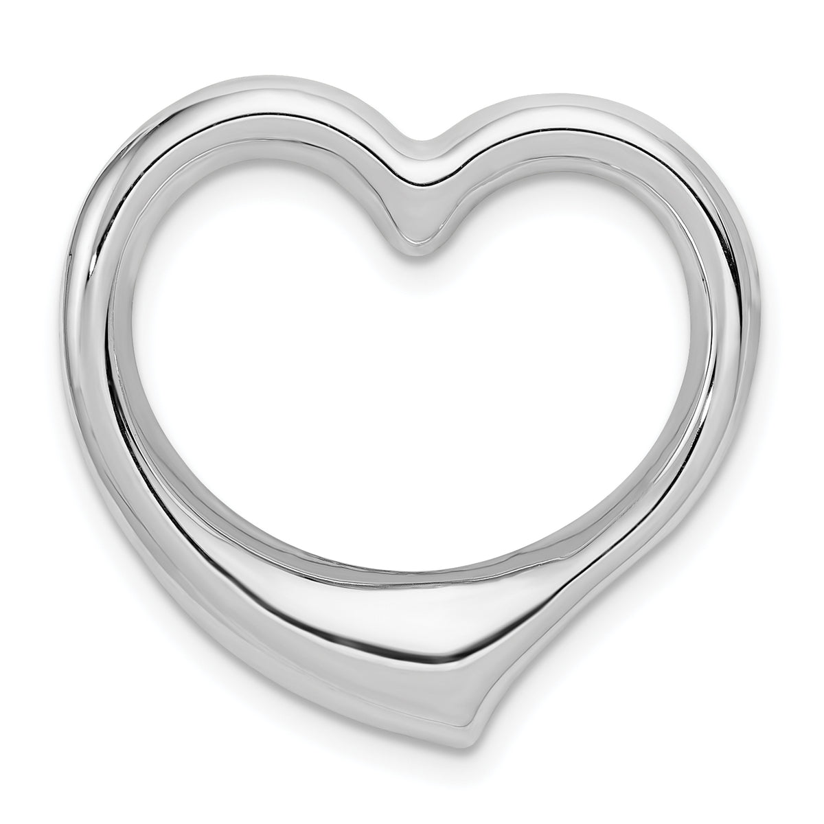 14k White Gold Heart Hollow Pendant Slide