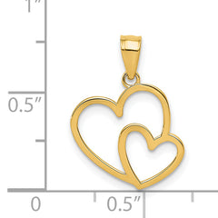 14K Polished Double Heart Pendant