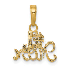 14K Gold #1 MOM Charm with Polished Finish  Solid, Gift-Ready Charm