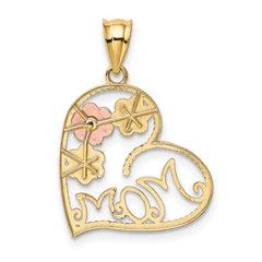 14k Tricolor MOM & Flowers Pendant