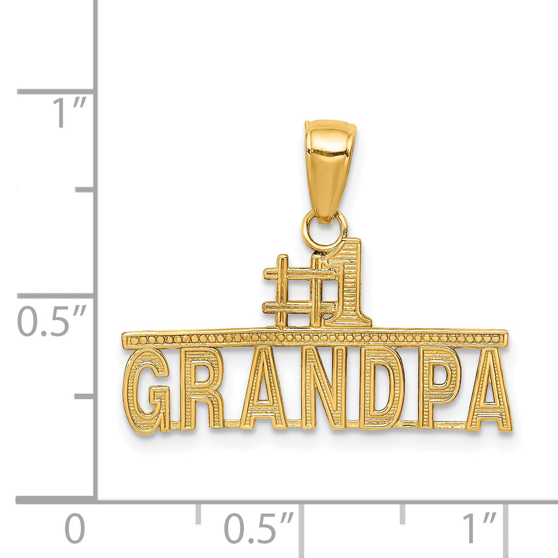 14K Gold #1 Grandpa Pendant with Textured Back  Solid & Casted