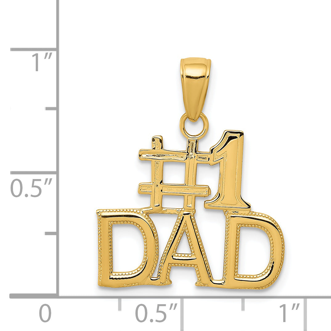 14K Gold #1 DAD Charm with Solid Cast Design for Men