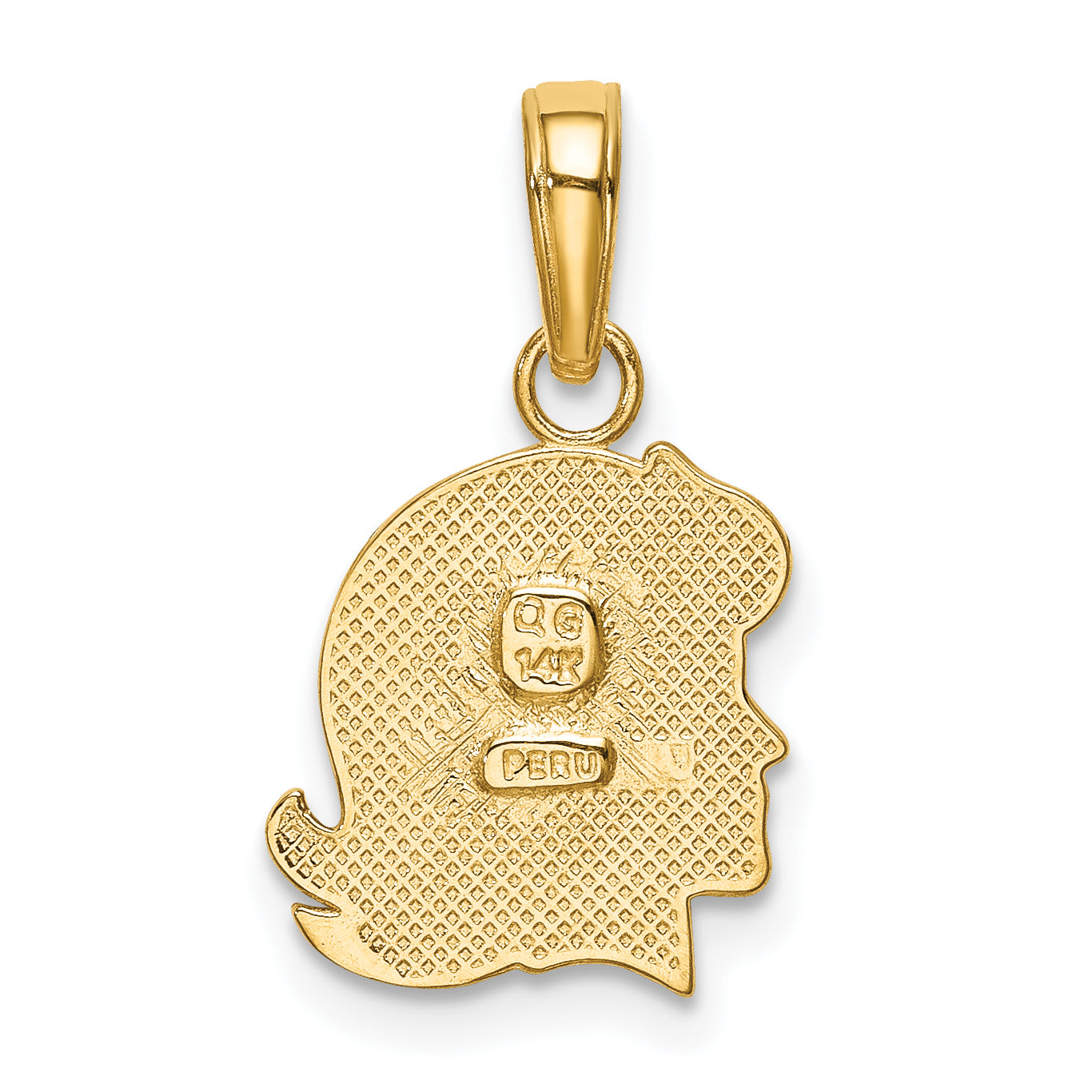 14K Gold Girl Charm with Textured Back, Solid Cast Design, 18mm Length