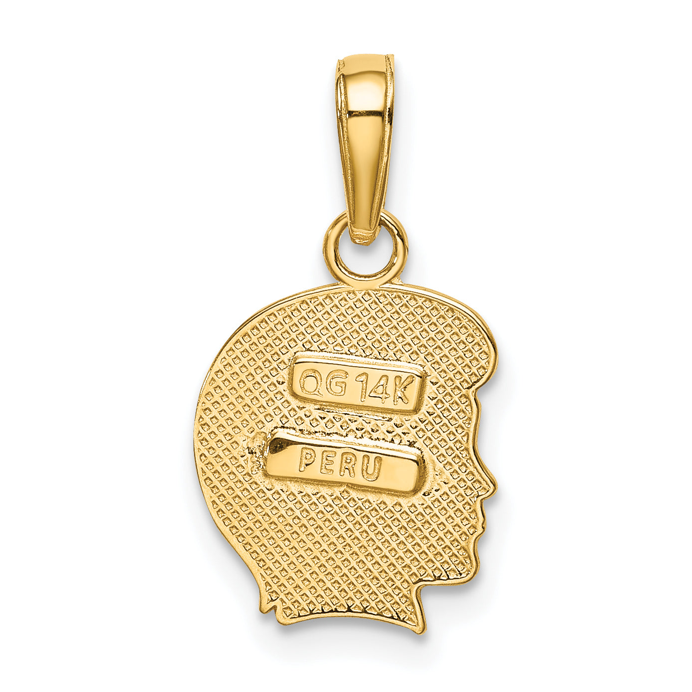 14K Gold Boy Charm Pendant with Textured Back  Solid & Elegant Design