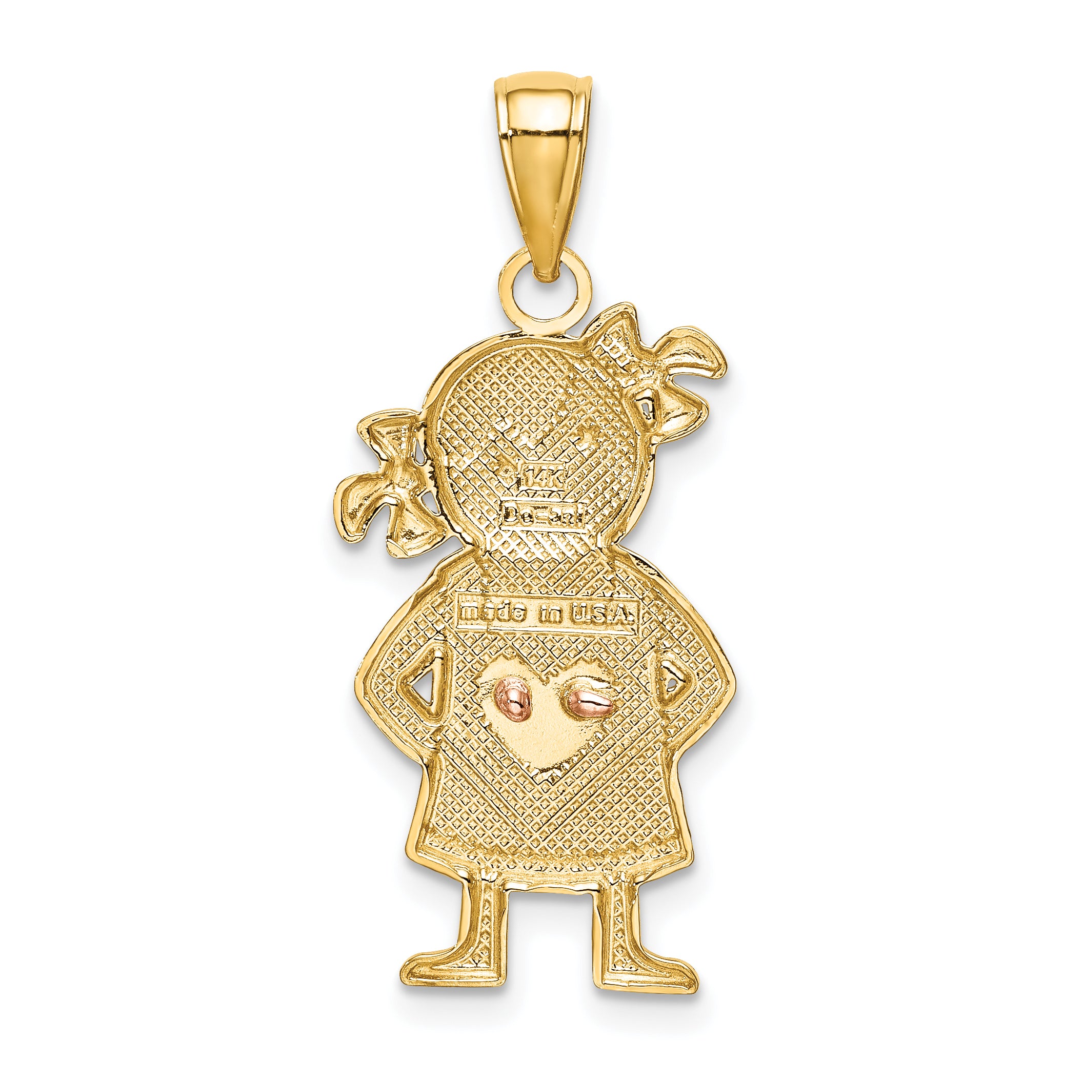 14k Yellow and Rose Gold w/Rhodium Girl Pendant