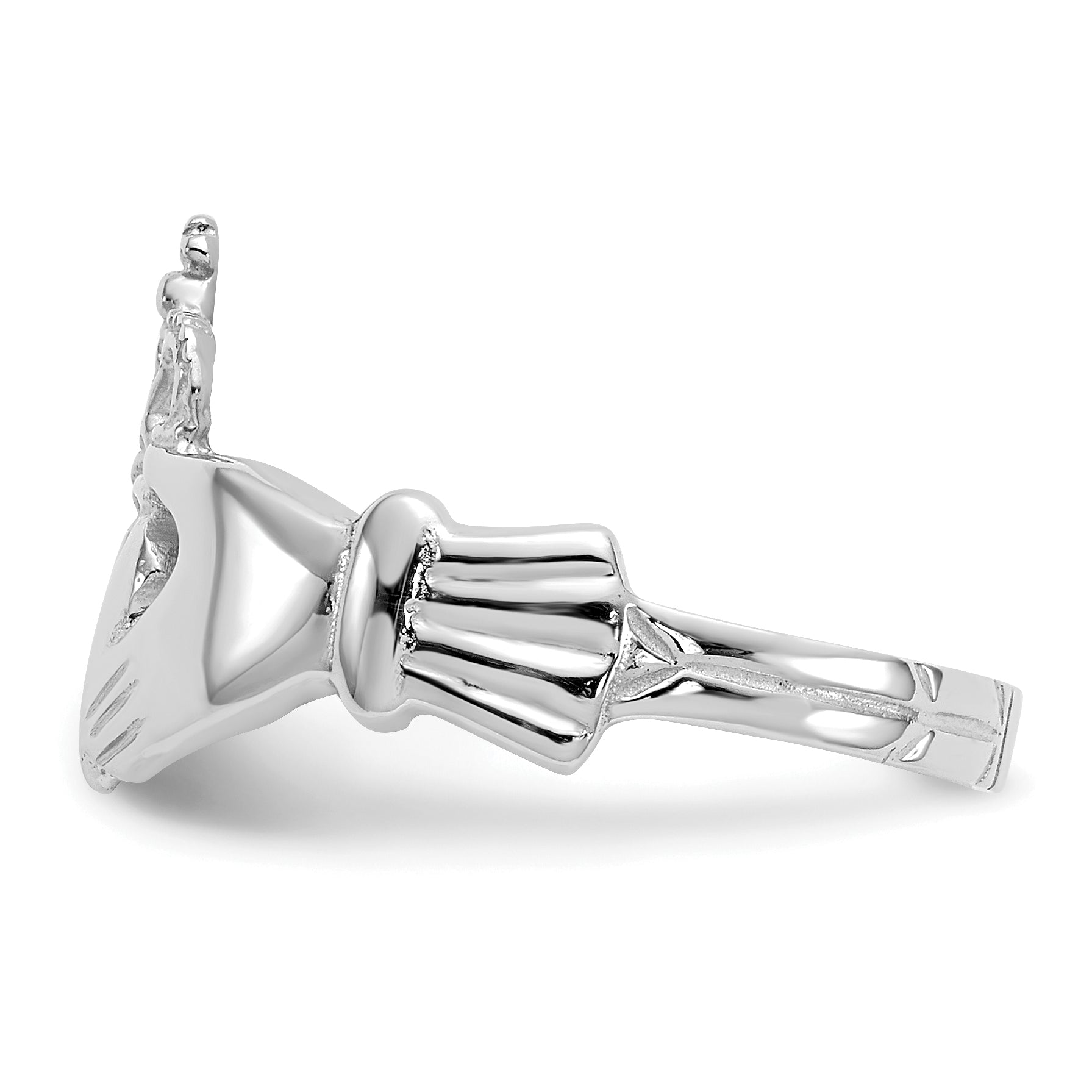 14k White Gold Polished Claddagh Ring