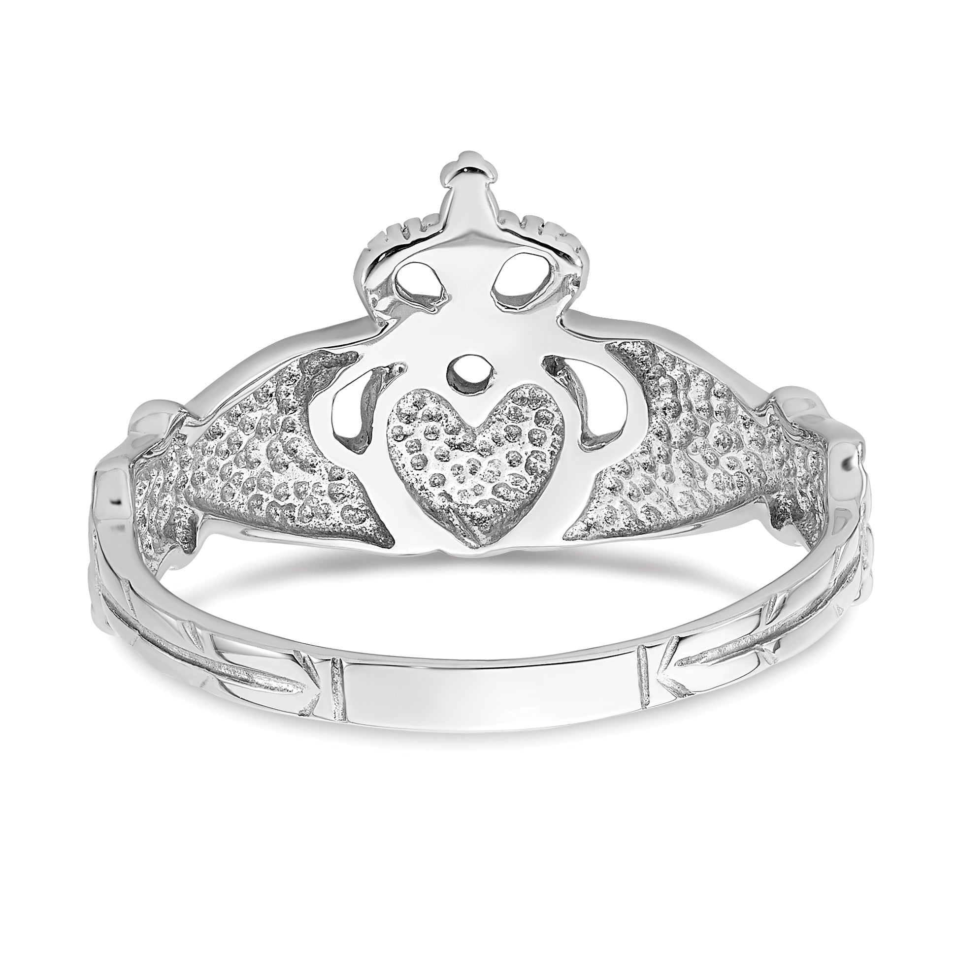 14k White Gold Polished Claddagh Ring