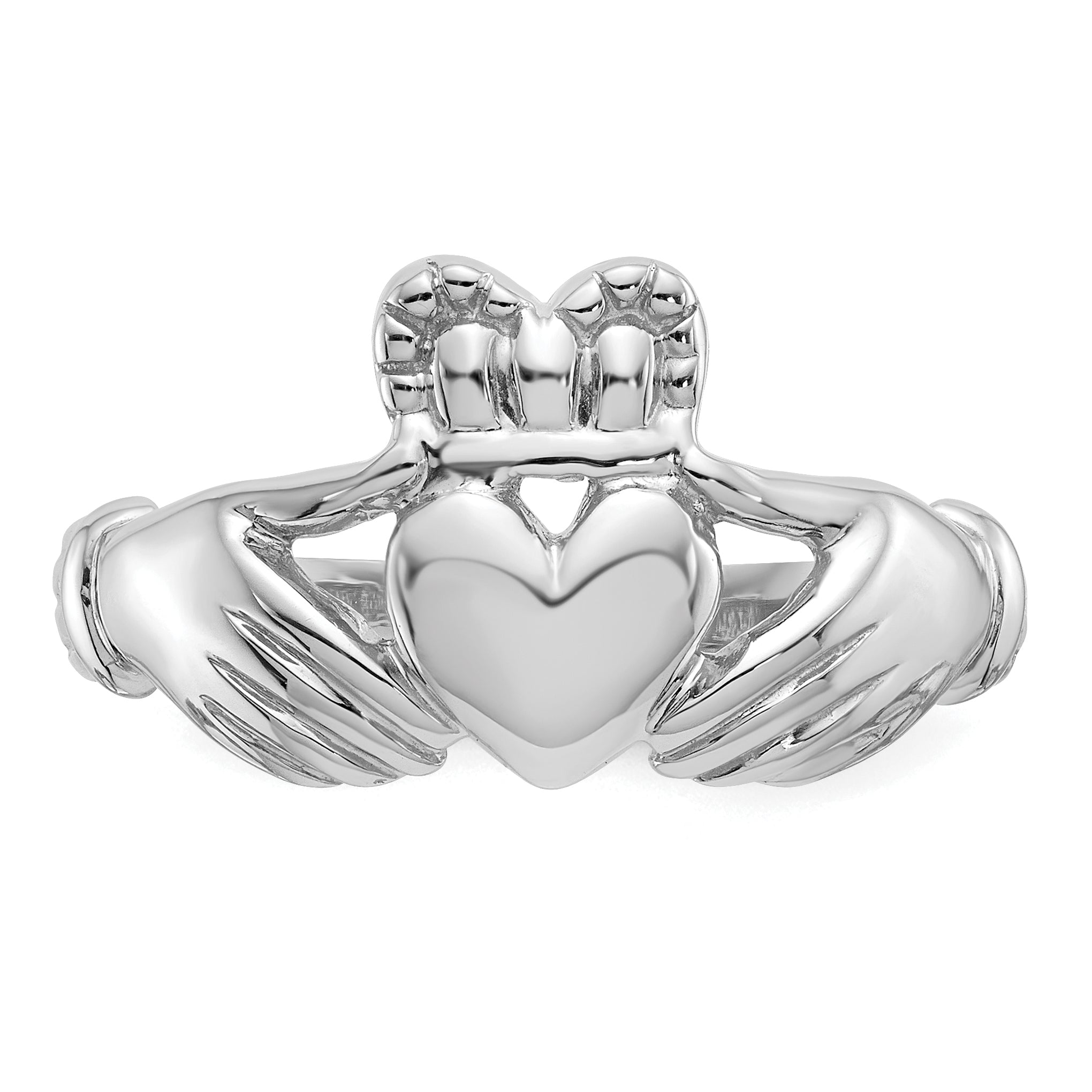 14k White Gold Men's Claddagh Ring