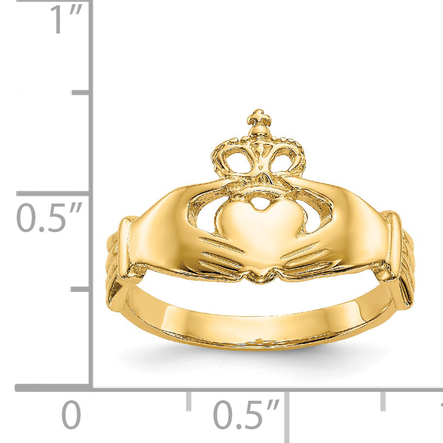 14k Polished Claddagh Ring