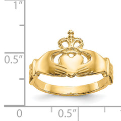 14k Polished Claddagh Ring