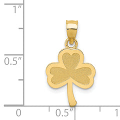 14K Gold 3 Leaf Clover Pendant with Polished Finish and Textured Detail