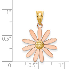 14k Two-tone Rose and Yellow Gold Daisy Pendant