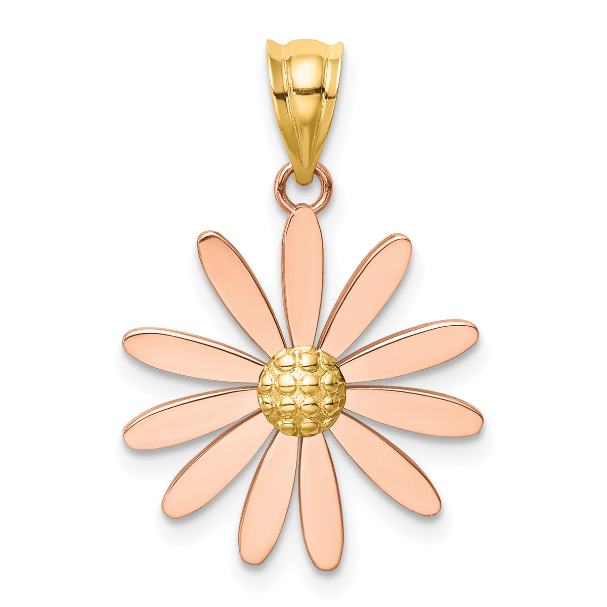 14k Two-tone Rose and Yellow Gold Daisy Pendant