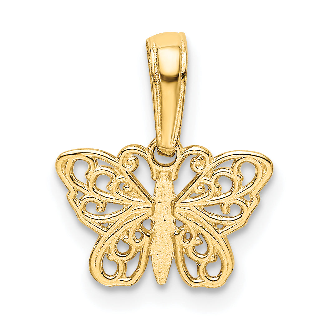 14k Polished Filigree Butterfly Charm