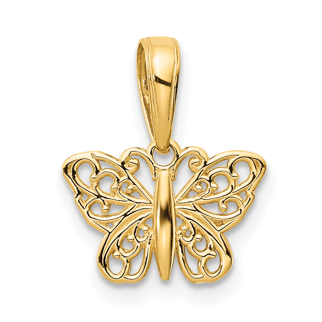 14k Polished Filigree Butterfly Charm