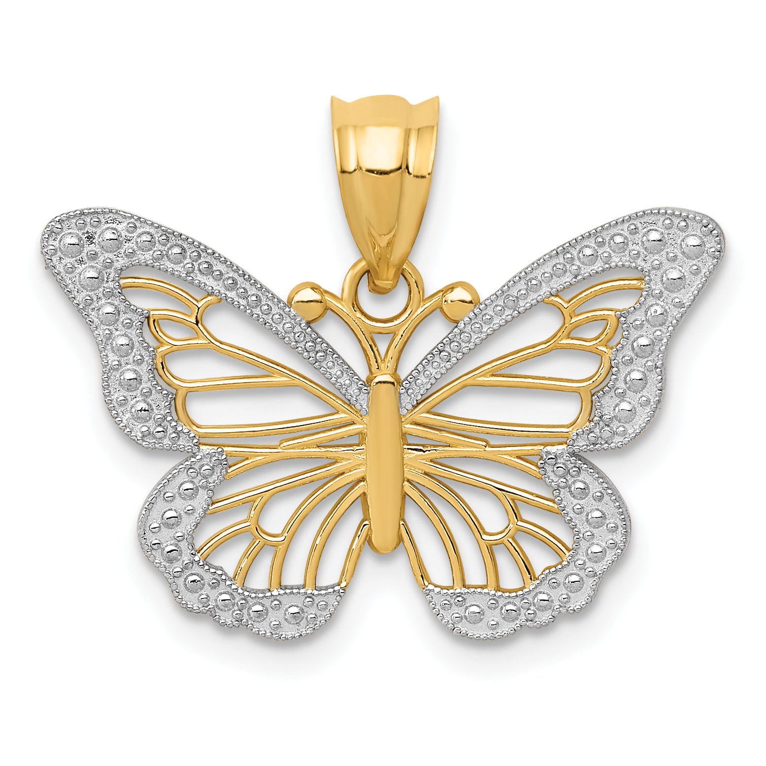 14k w/ Rhodium Butterfly Pendant