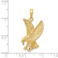 14K Gold Eagle Charm for Men with Polished Textured Design