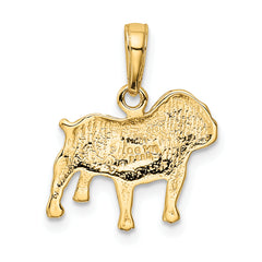 14K Gold Bulldog Charm with Polished Finish and Textured Back