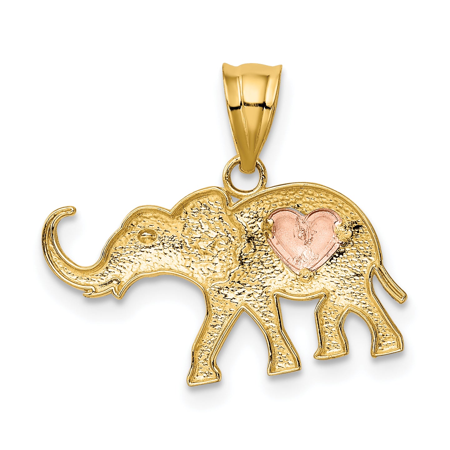 14k Yellow and Rose Gold Elephant w/Heart Charm