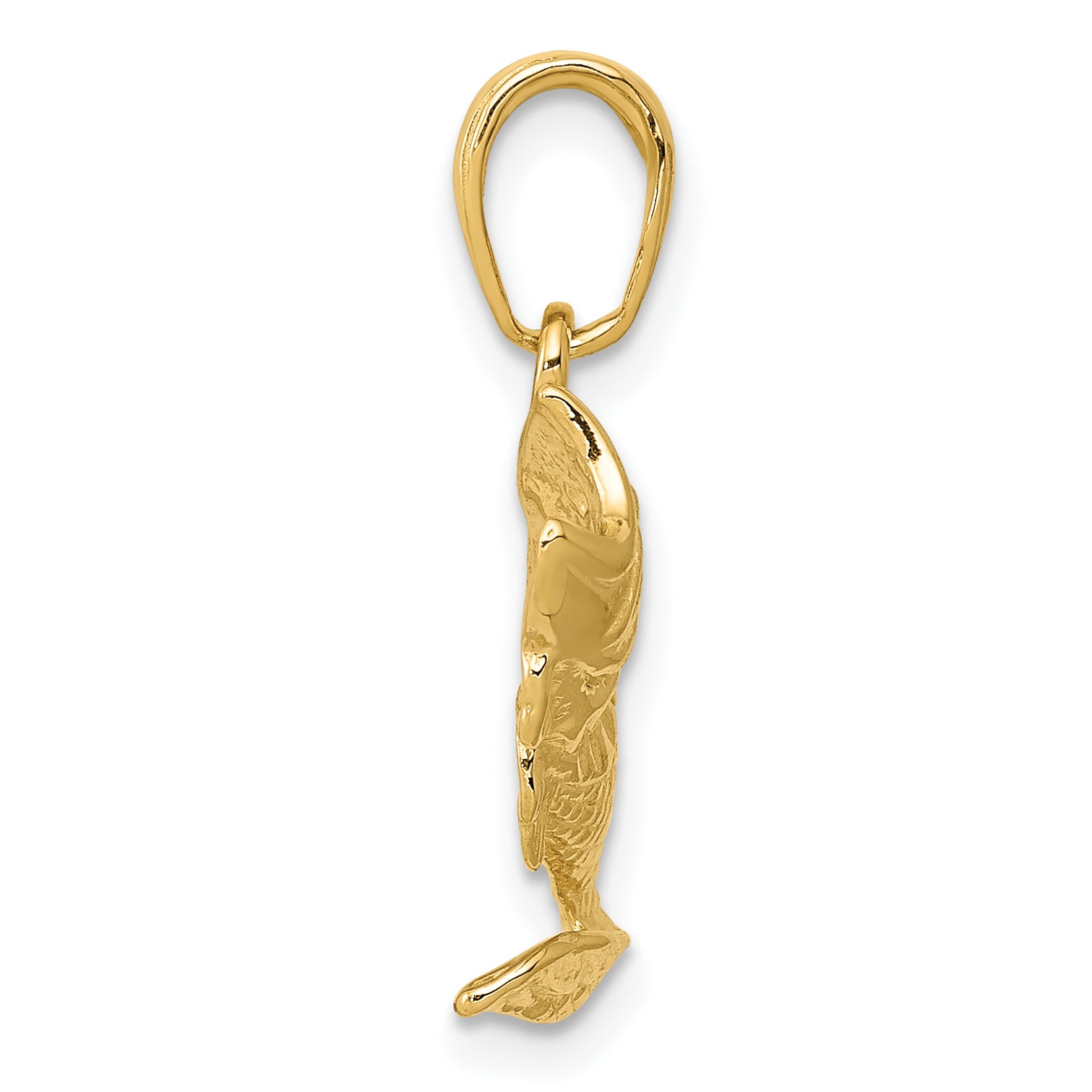 **14K Gold Small Fish Charm for Men  Solid Casted Design, Elegant Yellow Finish**