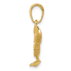 **14K Gold Small Fish Charm for Men  Solid Casted Design, Elegant Yellow Finish**