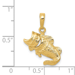 **14K Gold Small Fish Charm for Men  Solid Casted Design, Elegant Yellow Finish**