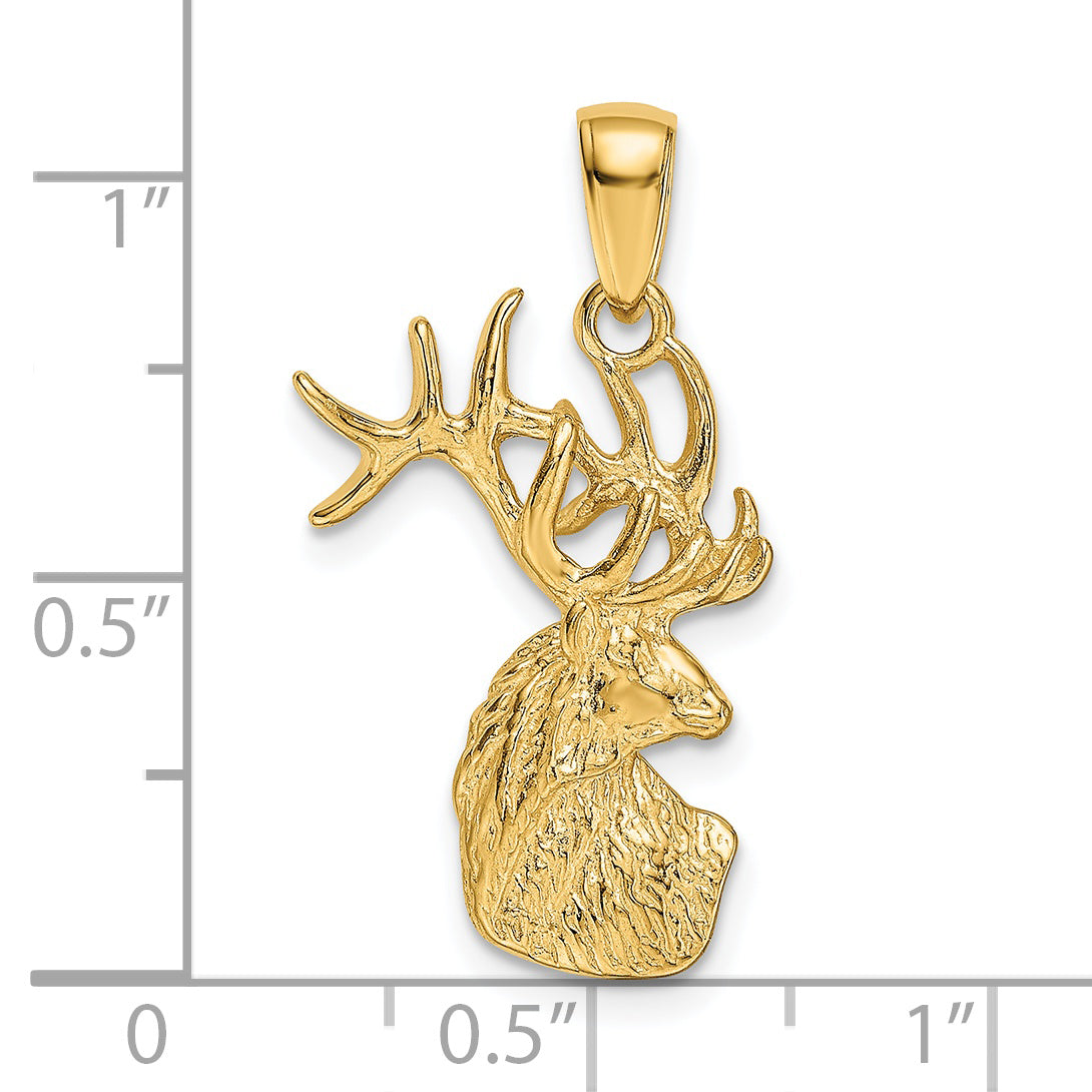 14k Polished Deer Head Charm