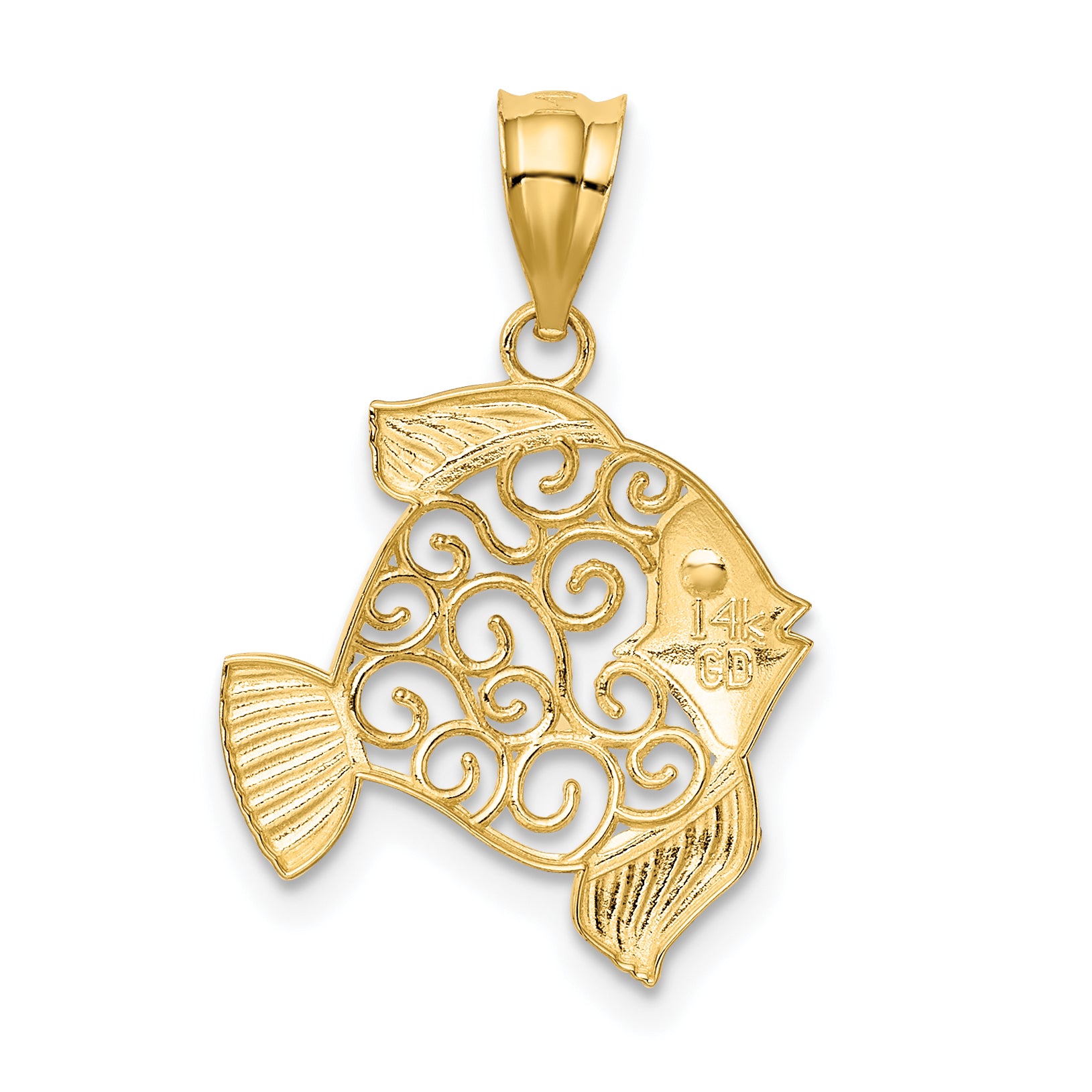 14K Gold Filigree Fish Pendant with Elegant Casted Design