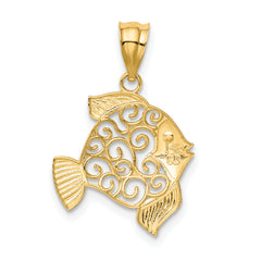 14k Filigree Fish Pendant