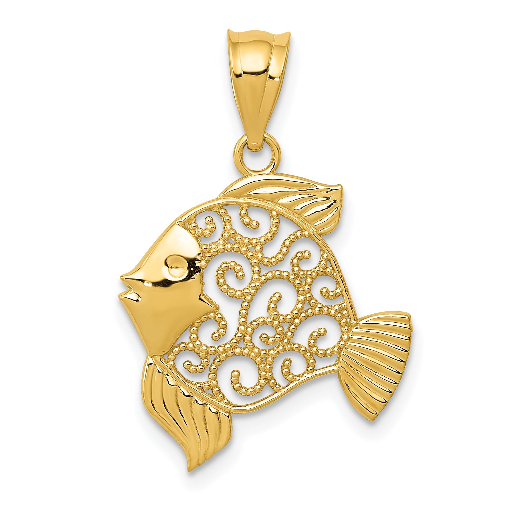 14k Filigree Fish Pendant