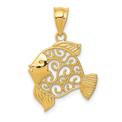 14k Filigree Fish Pendant