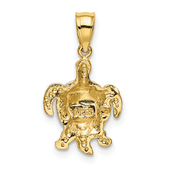 14K Two-tone Gold Turtle Charm