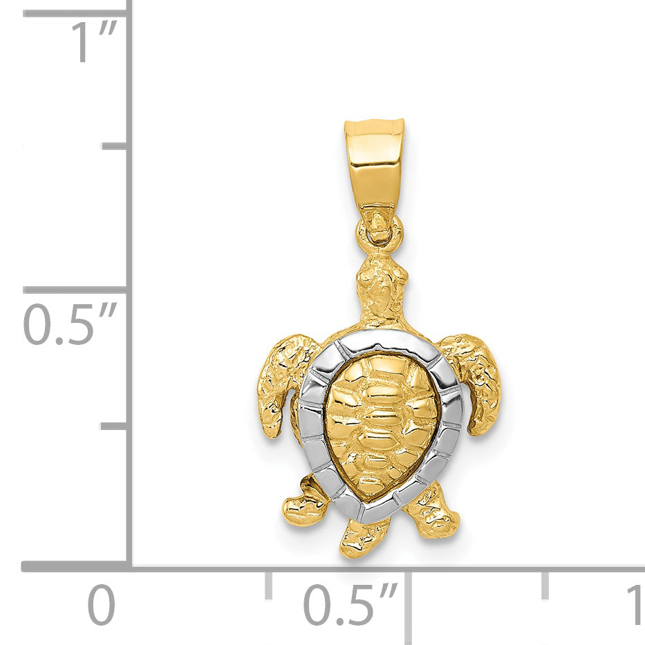 14K Two-tone Gold Turtle Charm