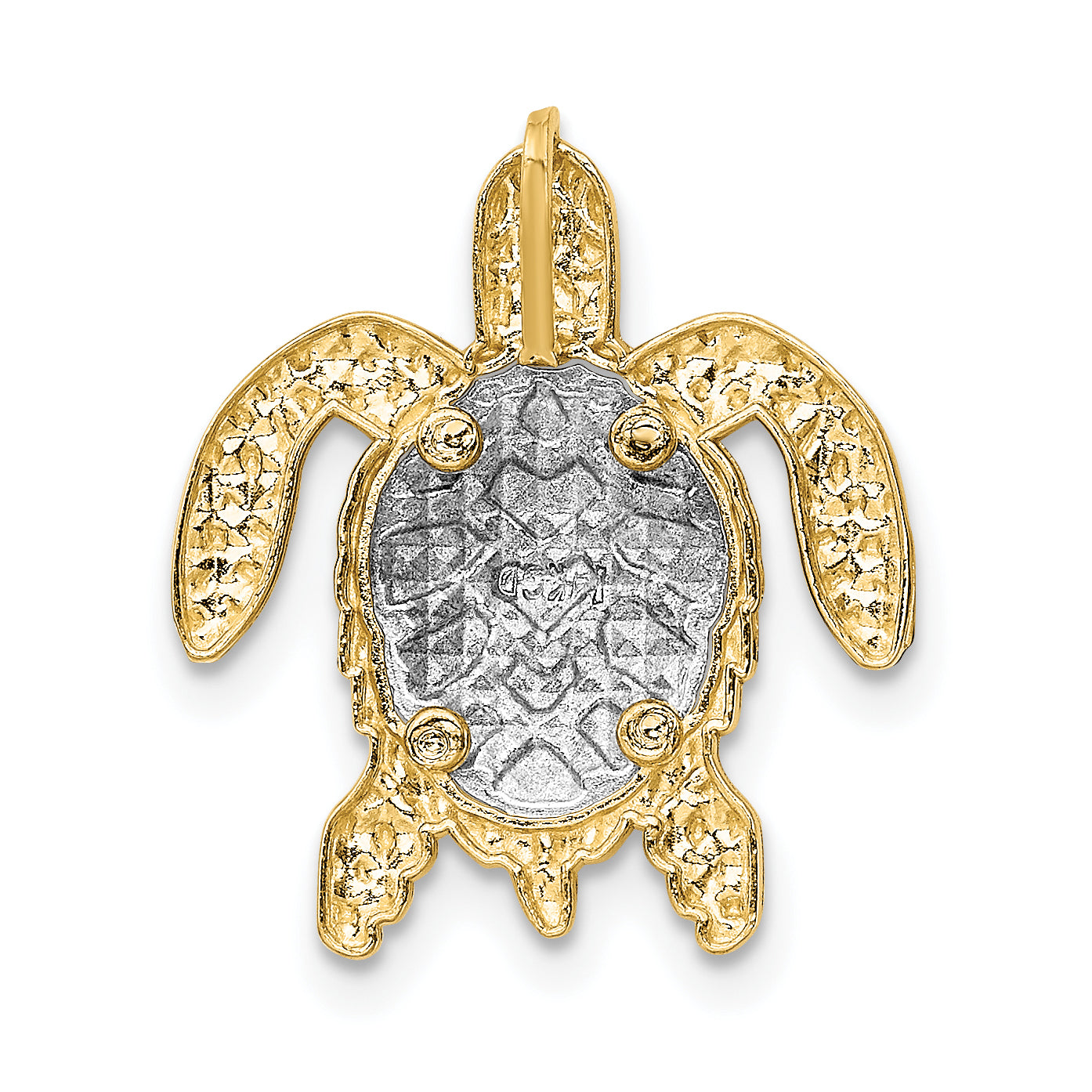 14K Two-Tone Turtle Pendant Slide