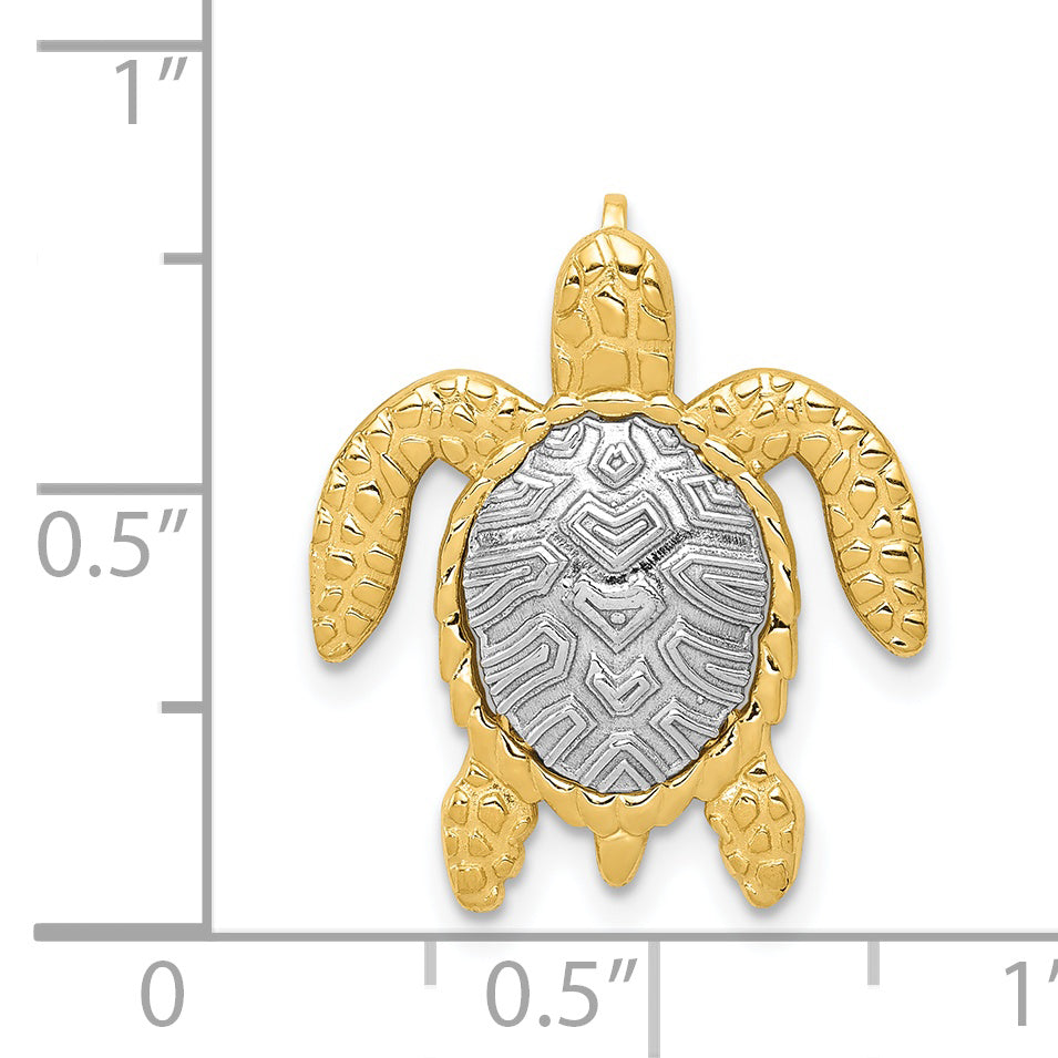 14K Two-Tone Turtle Pendant Slide