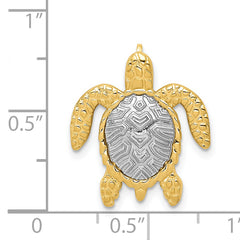 14K Two-Tone Turtle Pendant Slide