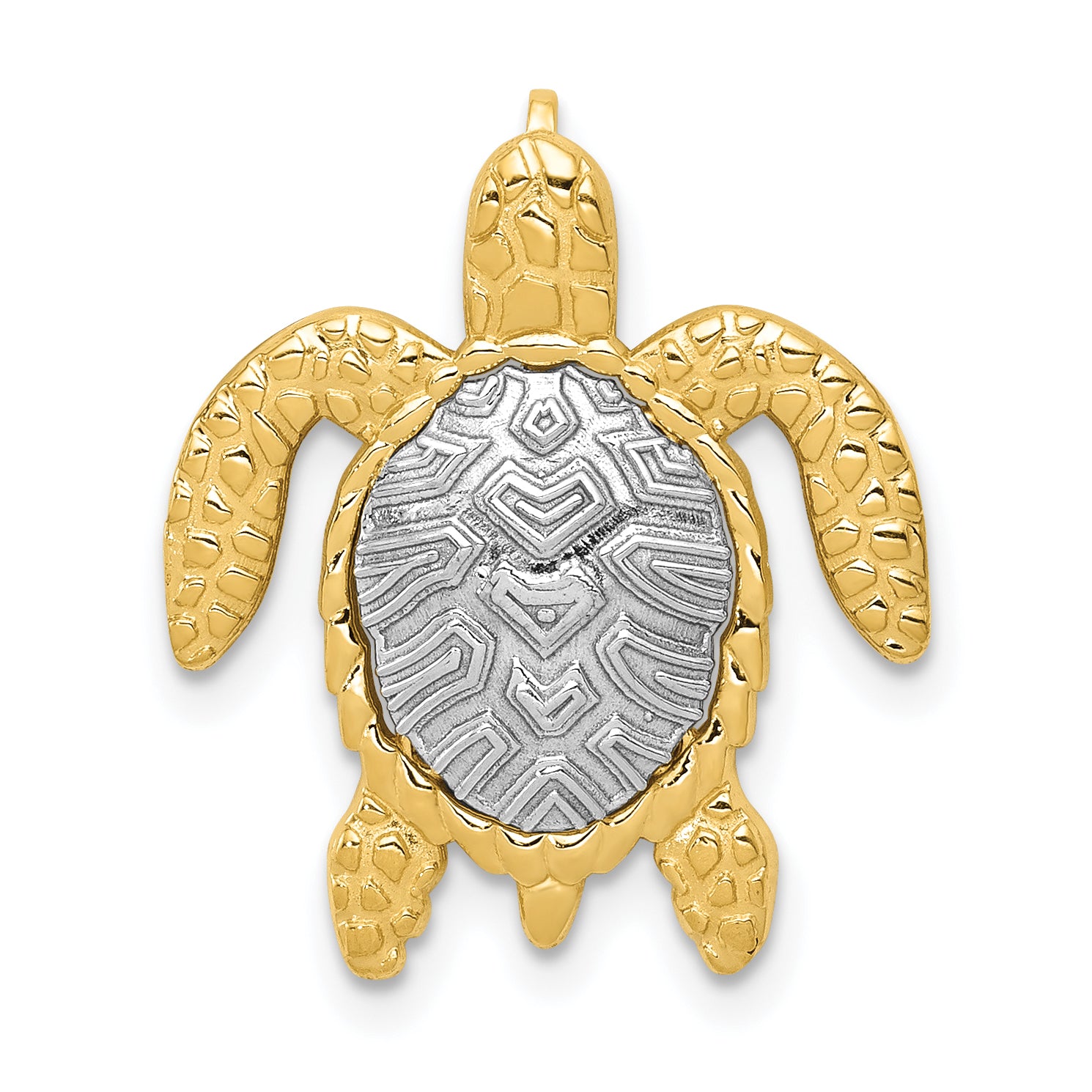 14K Two-Tone Turtle Pendant Slide