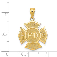 14k Fire Department FD Badge Pendant