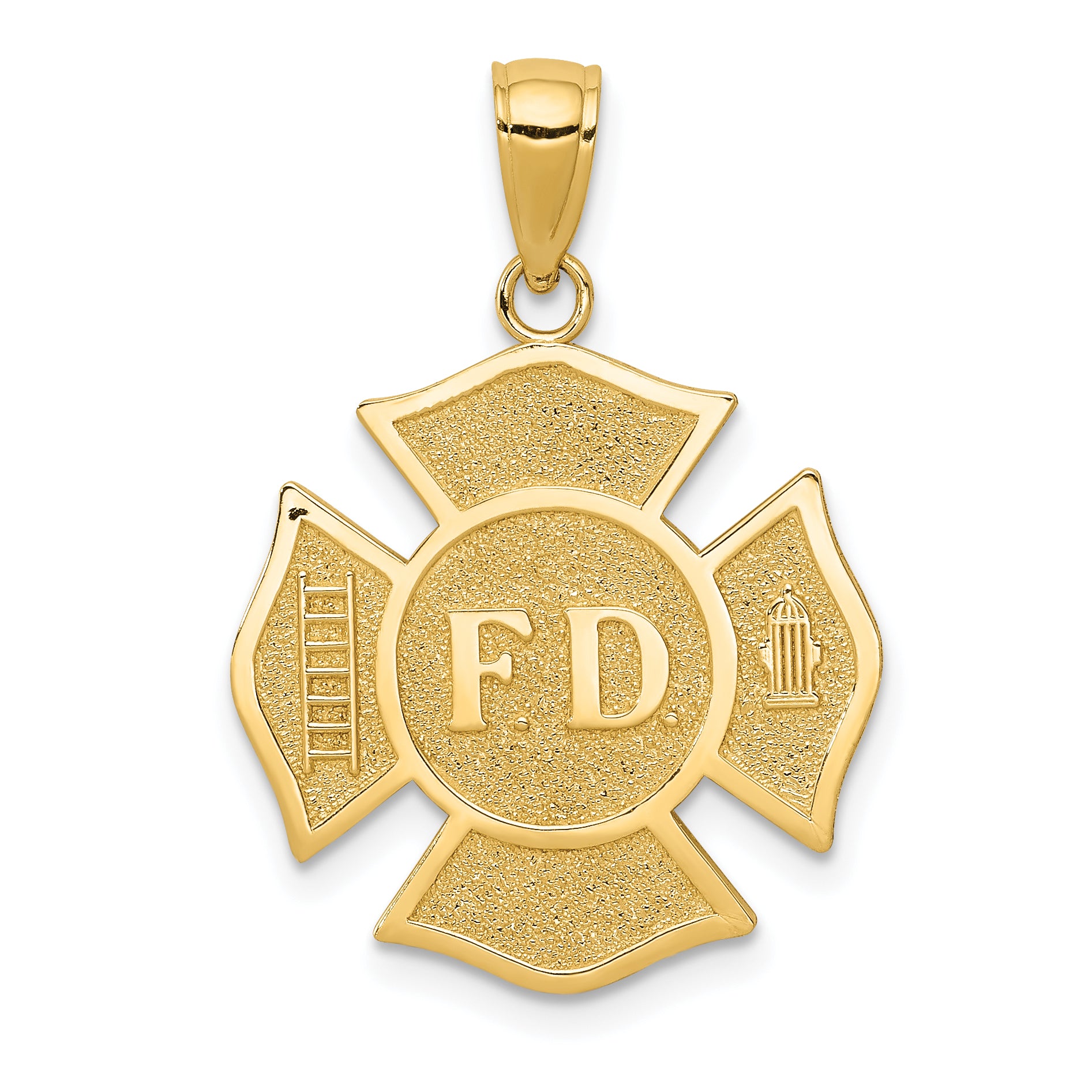 14k Fire Department FD Badge Pendant